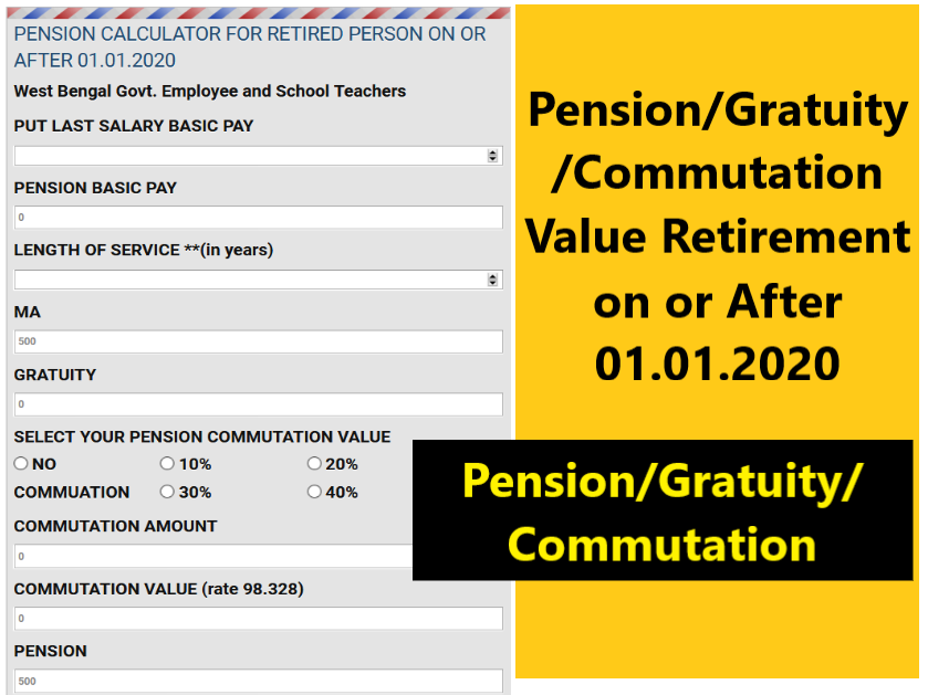 Pension Gratuity Commutation Value Retirement On Or After 01.01.2020